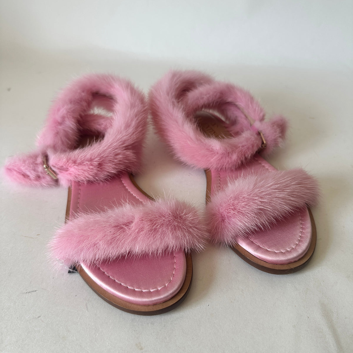 Mink Fur Sandals - Pink - EU 36.5