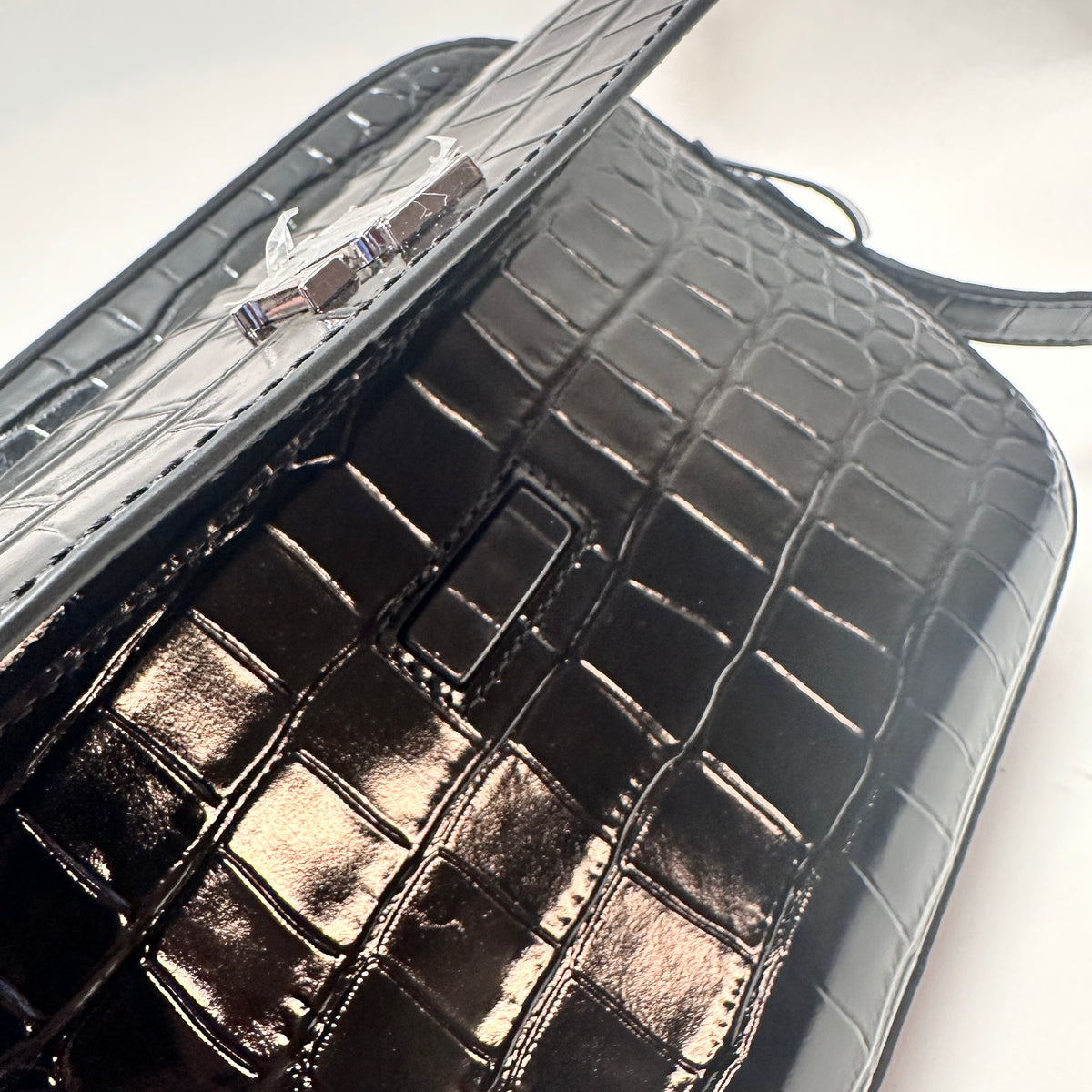 Marcy Croc Crossbody Bag - Black