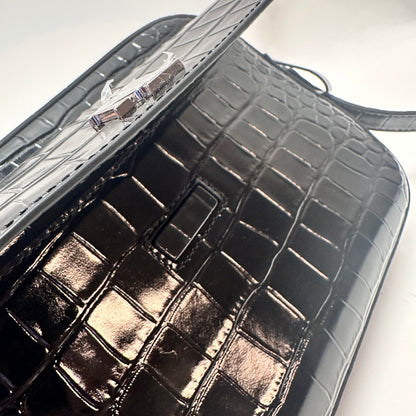 Marcy Croc Crossbody Bag - Black