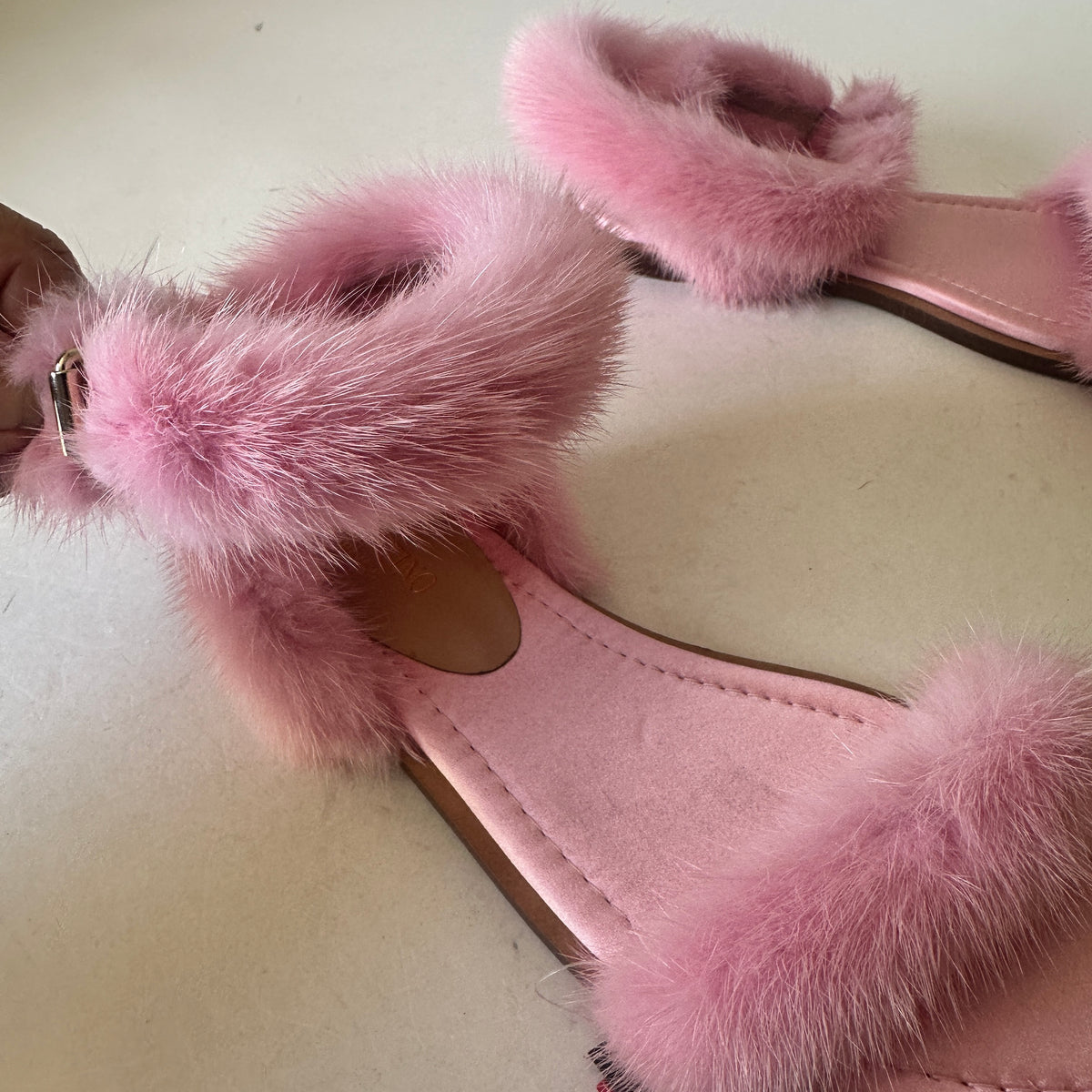 Mink Fur Sandals - Pink - EU 36.5