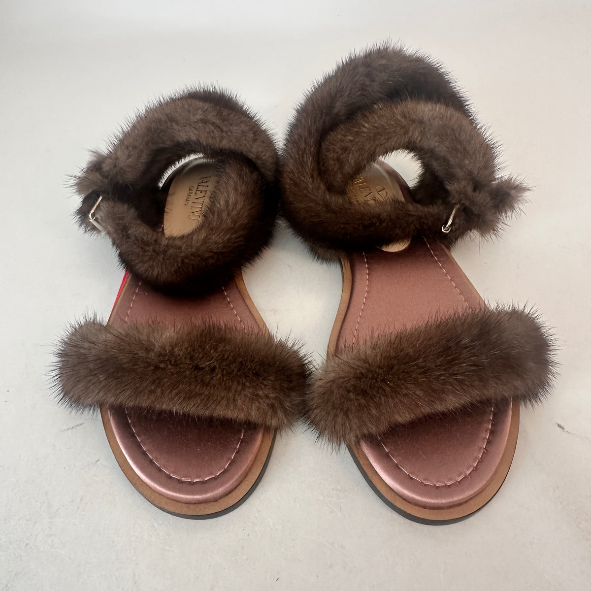 Mink-Strap Leather Sandals - Brown - EU 37