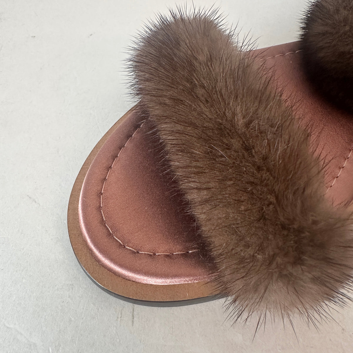 Mink-Strap Leather Sandals - Brown - EU 37