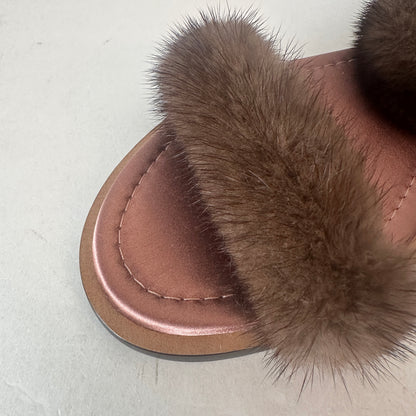 Mink-Strap Leather Sandals - Brown - EU 37