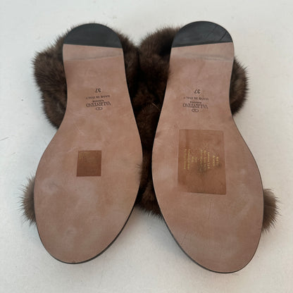 Mink-Strap Leather Sandals - Brown - EU 37