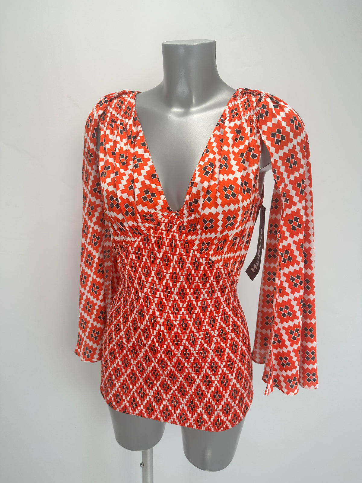 Draped Slip Dress - Orange/White - IT 38