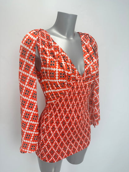 Draped Slip Dress - Orange/White - IT 38