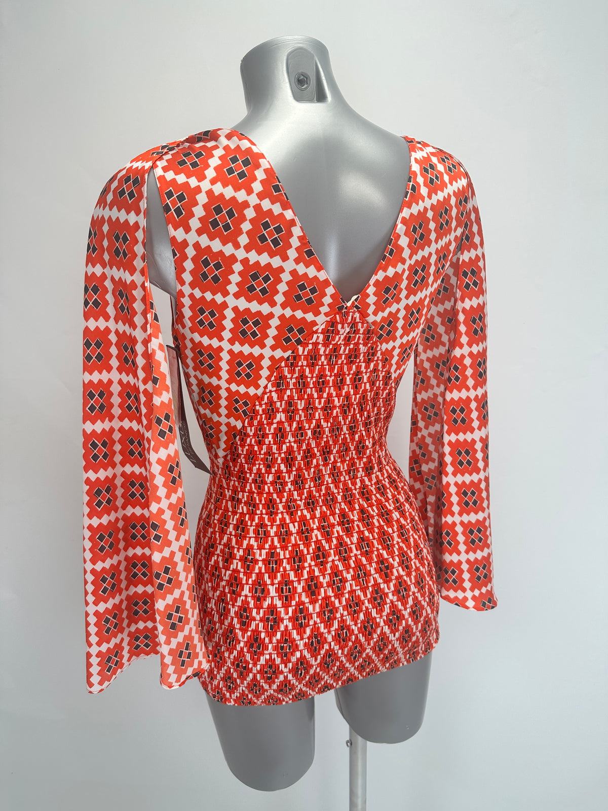 Draped Slip Dress - Orange/White - IT 38
