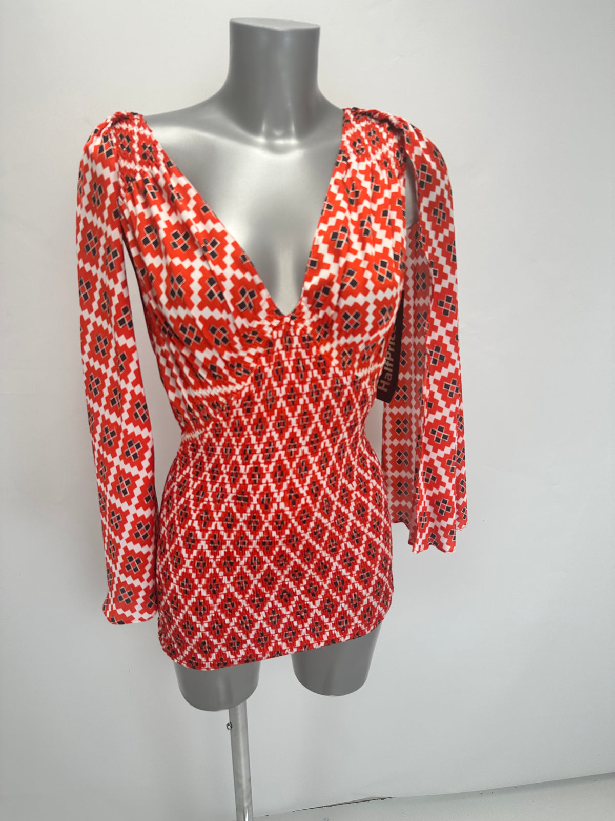 Draped Slip Dress - Orange/White - IT 38