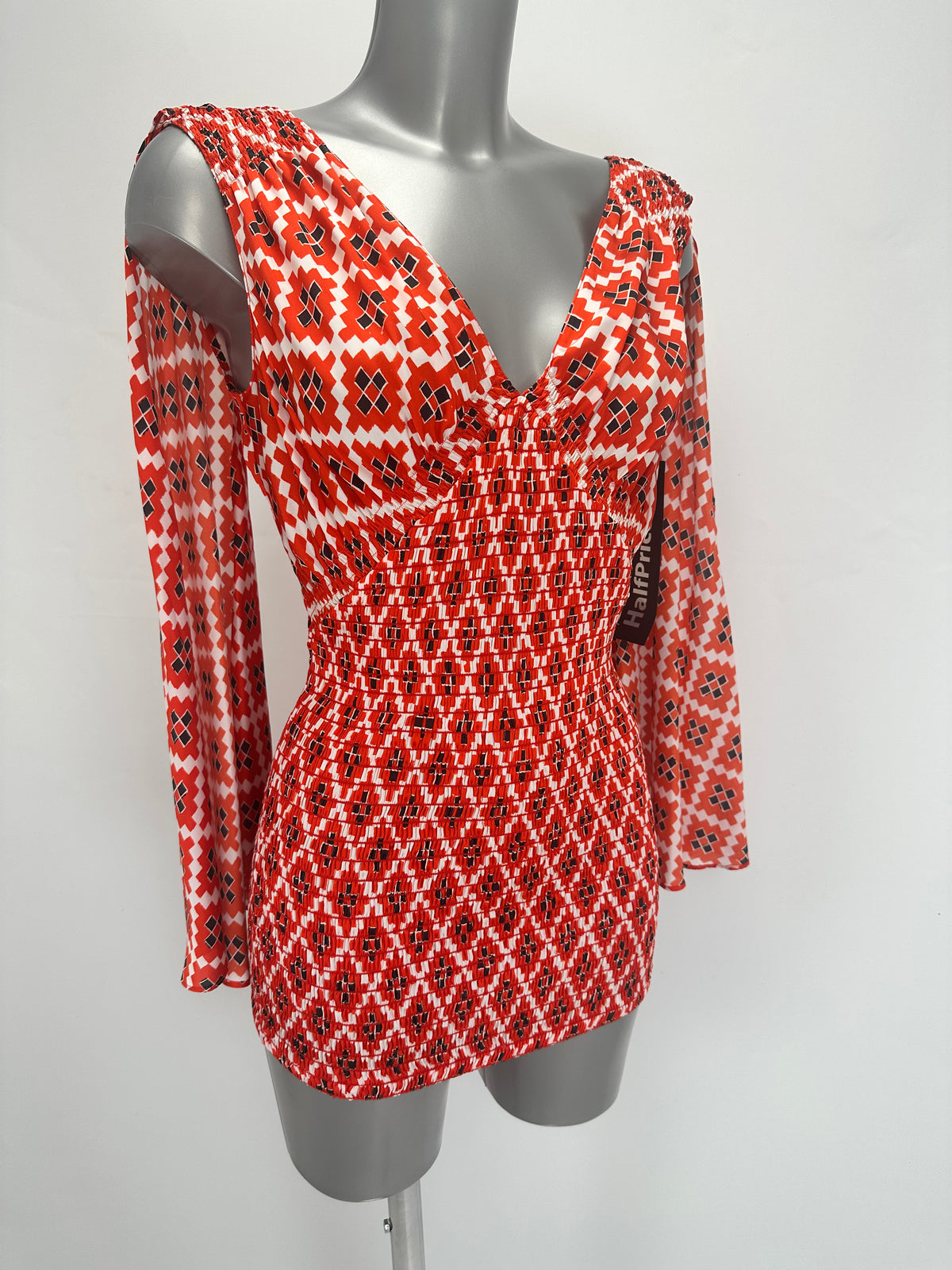 Draped Slip Dress - Orange/White - IT 38