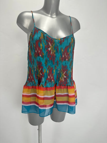 Pleated Top - Blue Multicolor - S