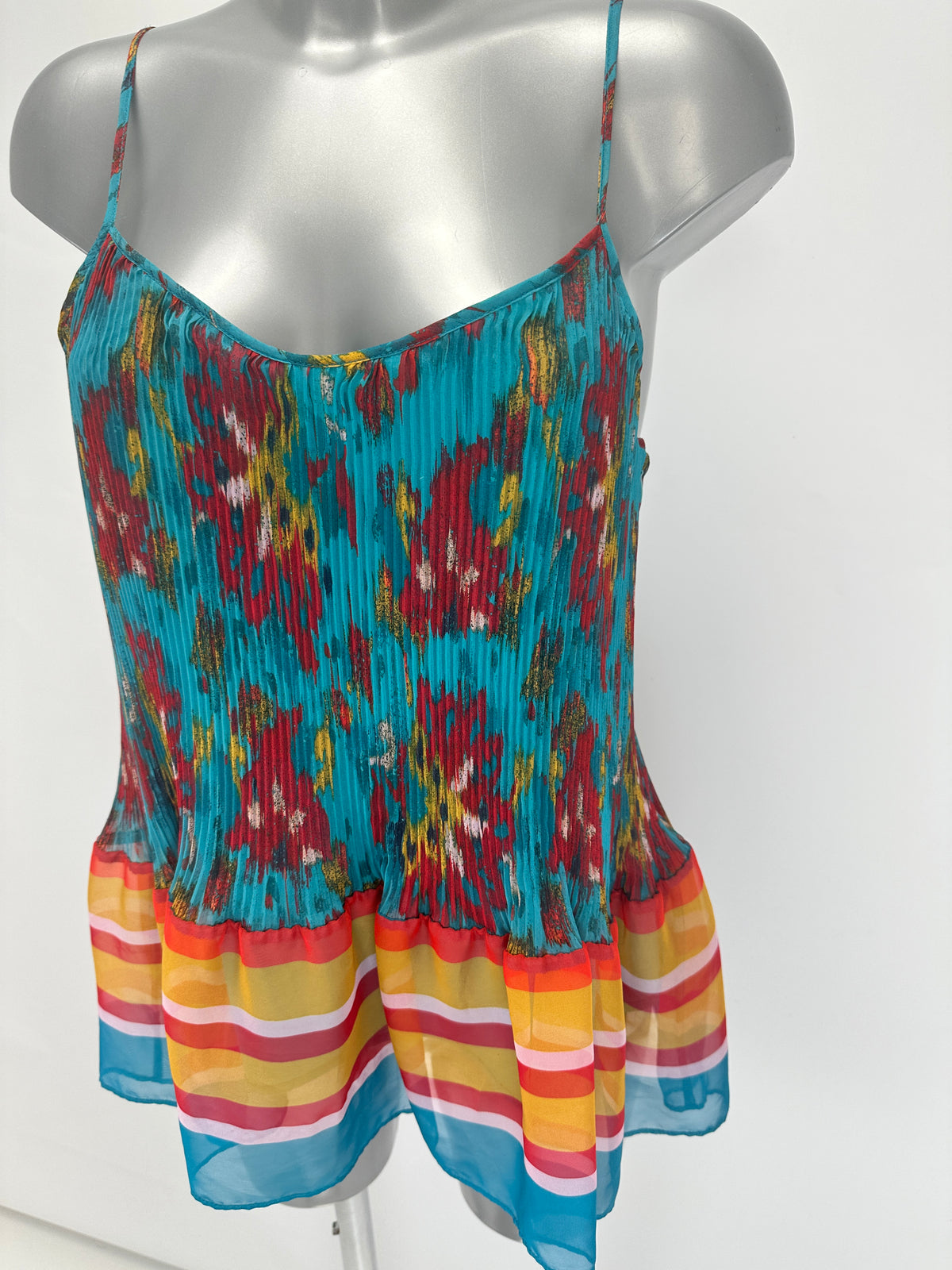 Pleated Top - Blue Multicolor - S