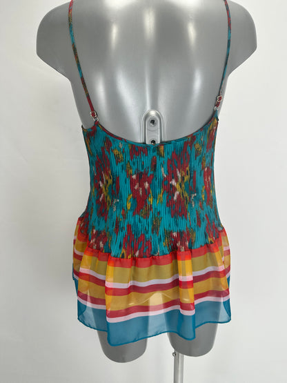 Pleated Top - Blue Multicolor - S