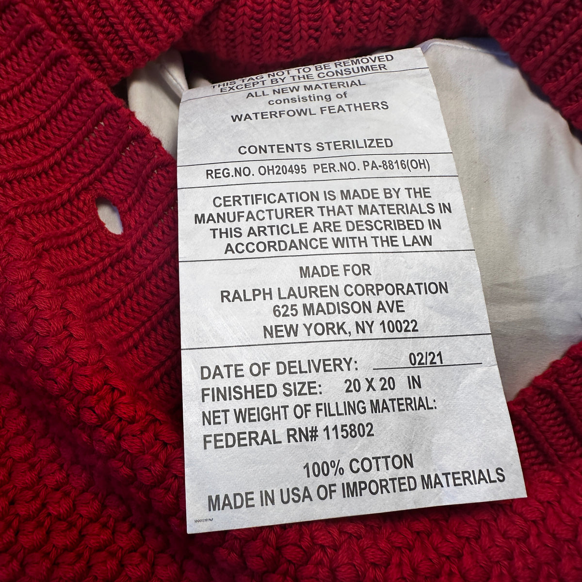 Cable-Knit Cushion - Martin Red
