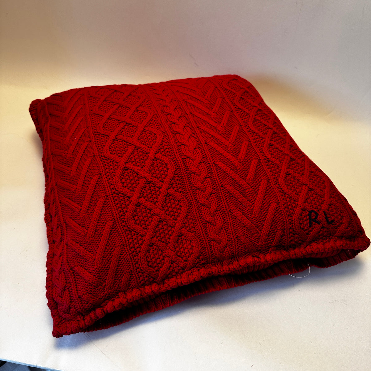 Cable-Knit Cushion - Martin Red