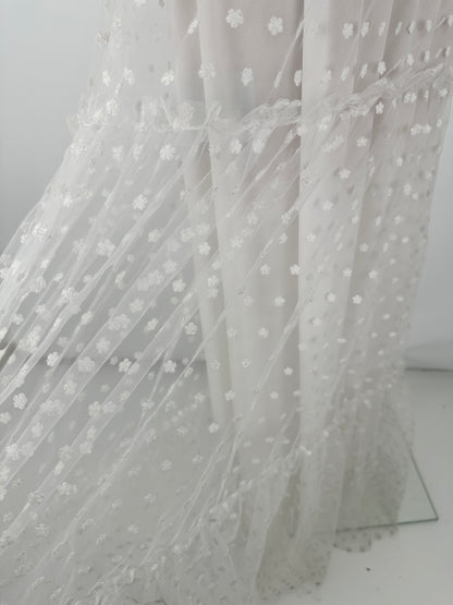 Ruffled Tulle Dress - White - XS