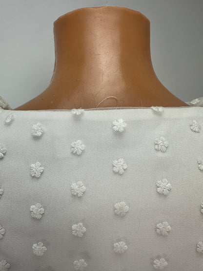 Ruffled Tulle Dress - White - XS