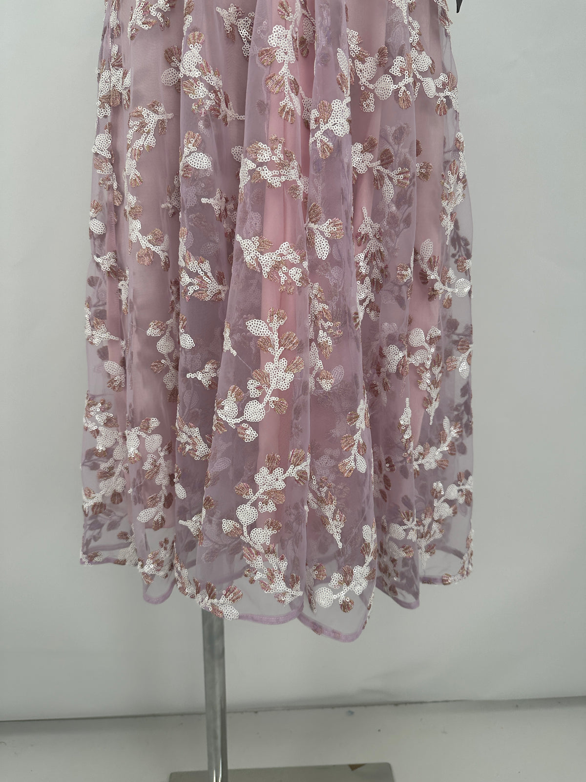 Empire Dress Sequin-Embroidered - Pink/Silver - XS