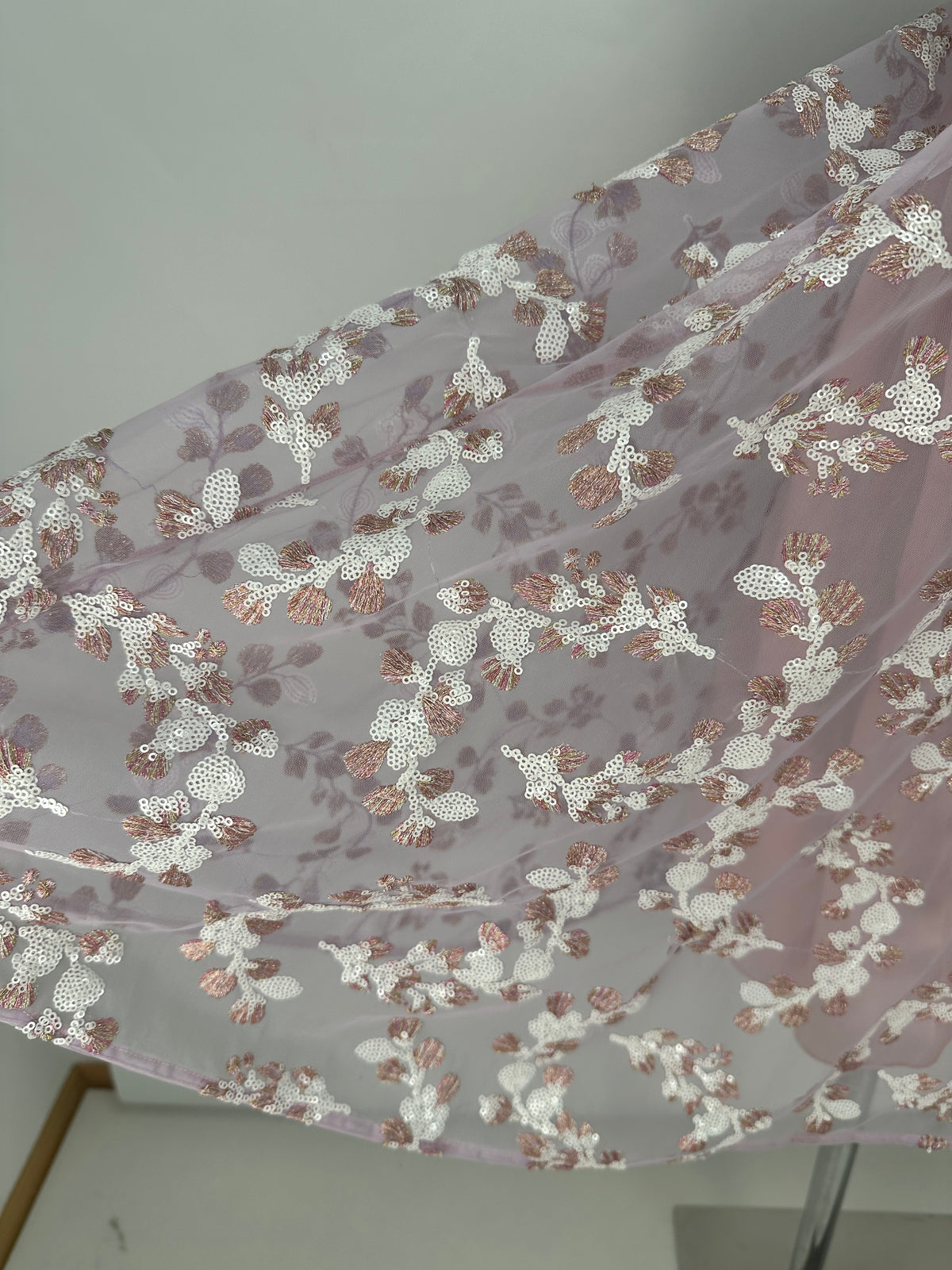 Empire Dress Sequin-Embroidered - Pink/Silver - XS