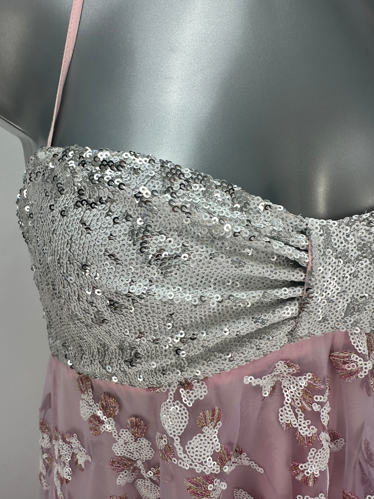 Empire Dress Sequin-Embroidered - Pink/Silver - XS