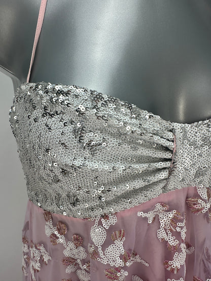 Empire Dress Sequin-Embroidered - Pink/Silver - XS