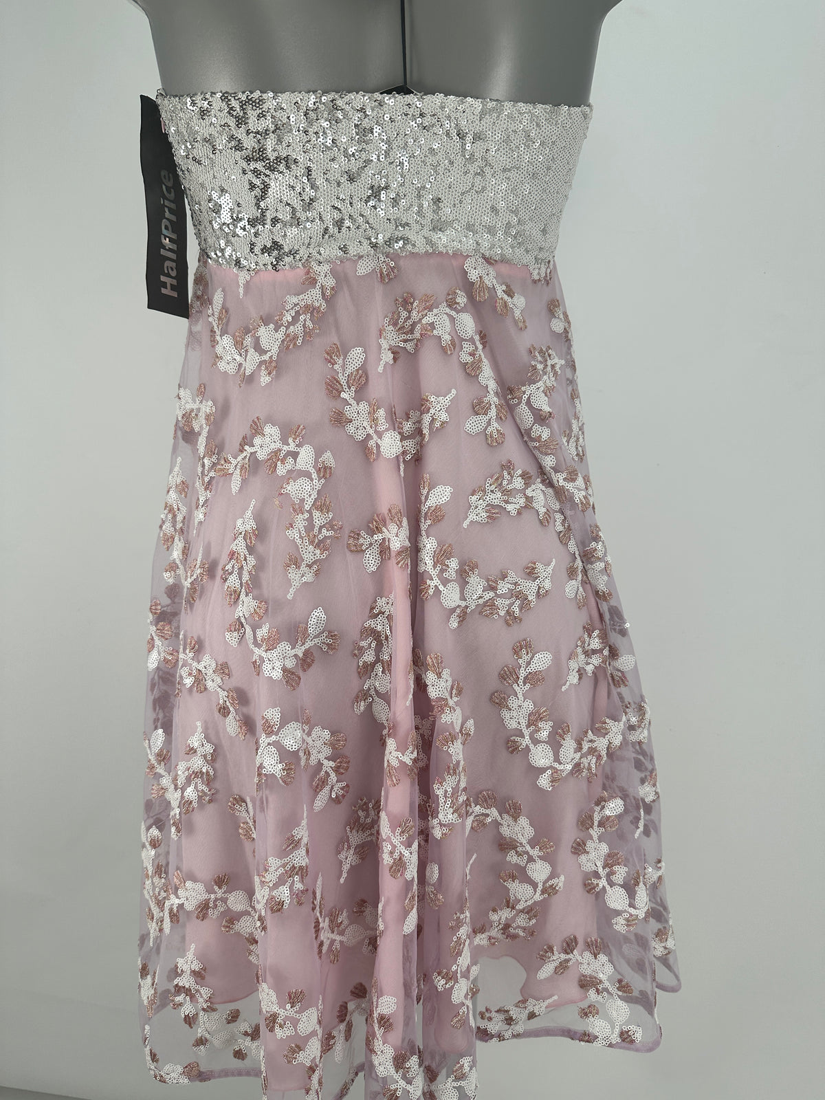 Empire Dress Sequin-Embroidered - Pink/Silver - XS