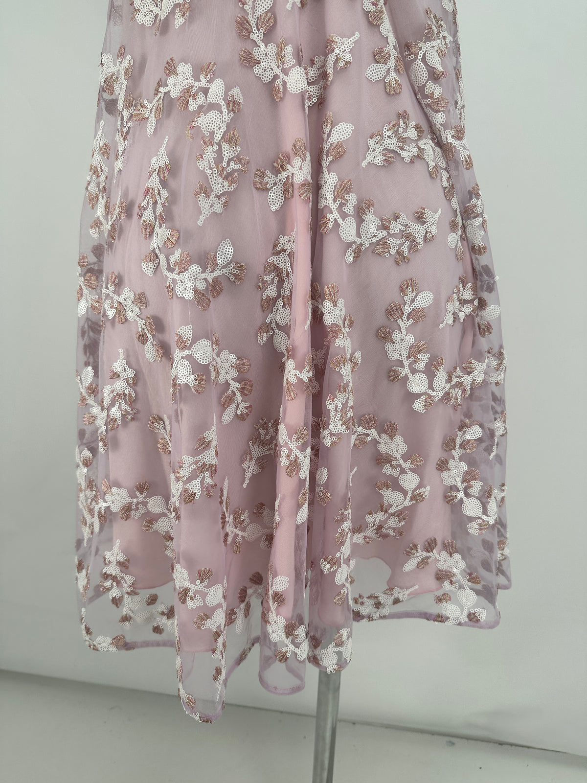 Empire Dress Sequin-Embroidered - Pink/Silver - XS
