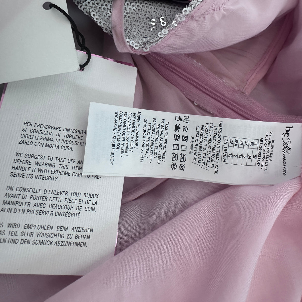 Empire Dress Sequin-Embroidered - Pink/Silver - XS
