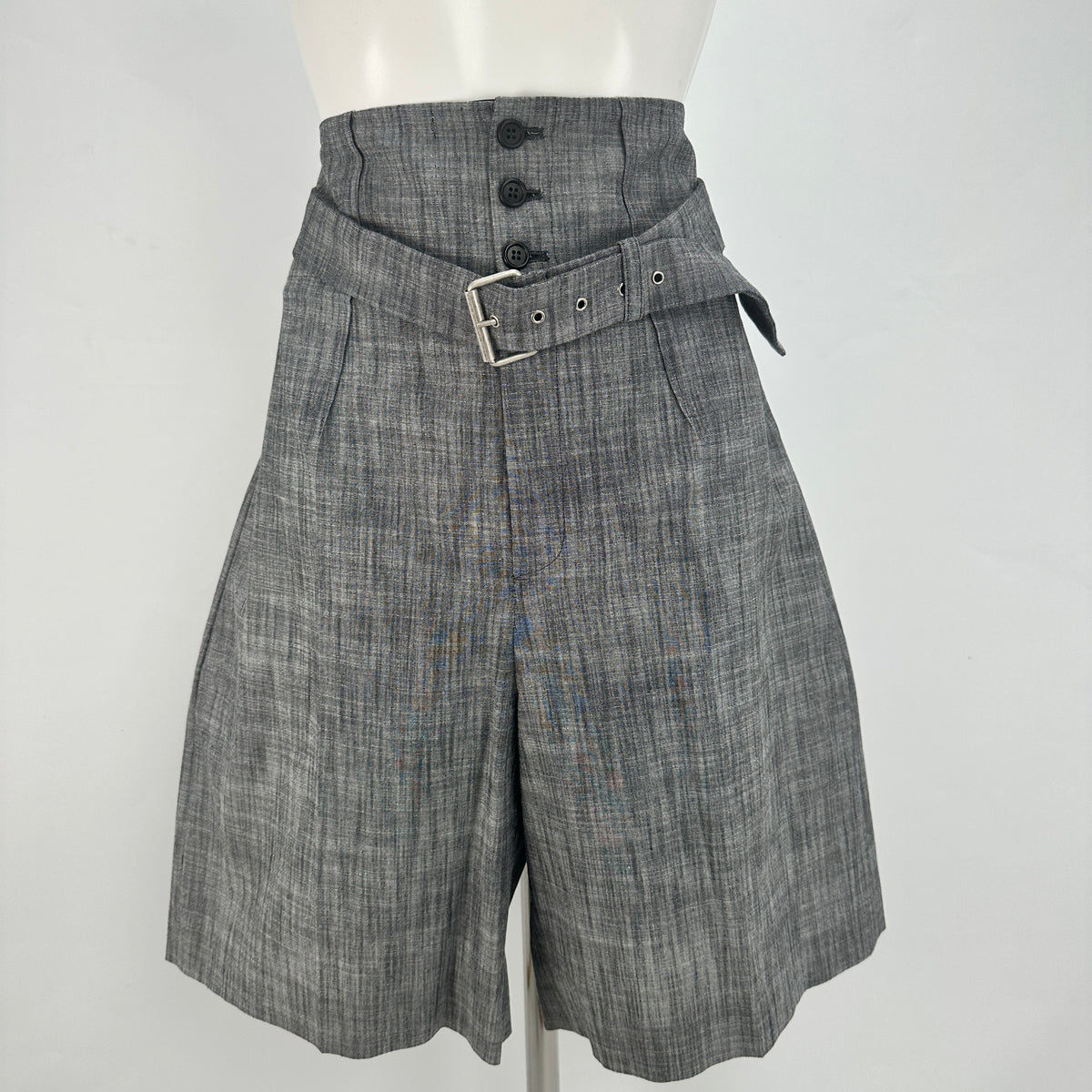 Long Shorts with Belt - Grey - M