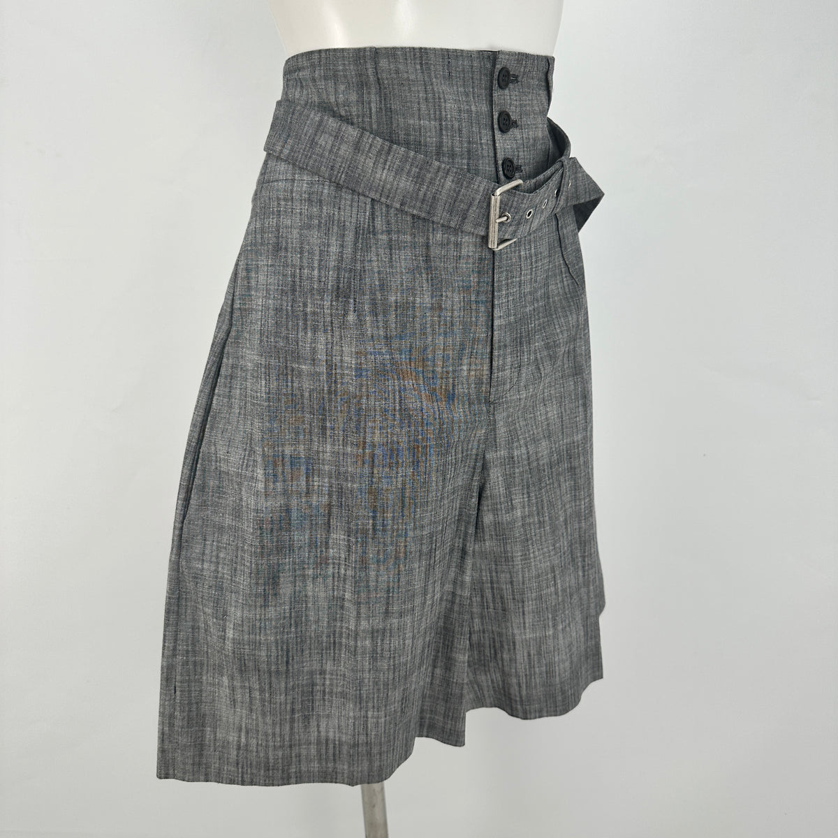 Long Shorts with Belt - Grey - M