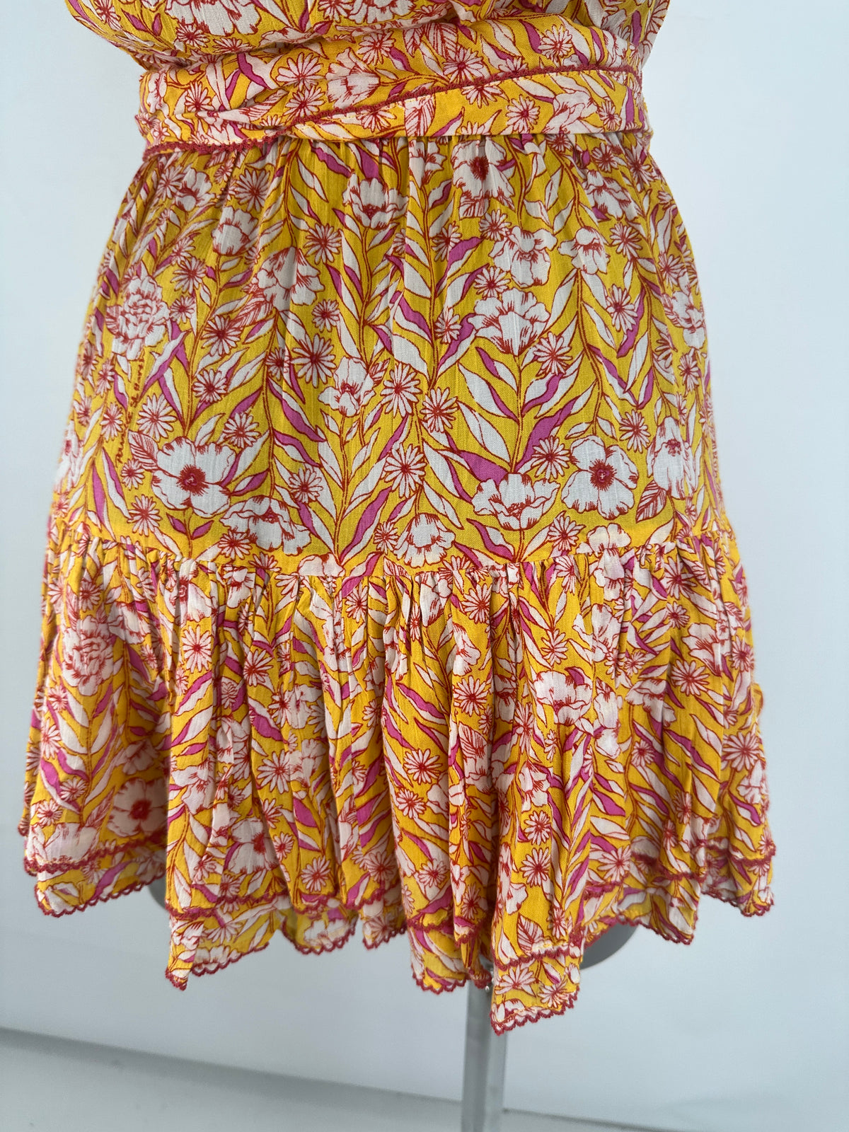Mini Dress Bella - Yellow-Orange Floral - S