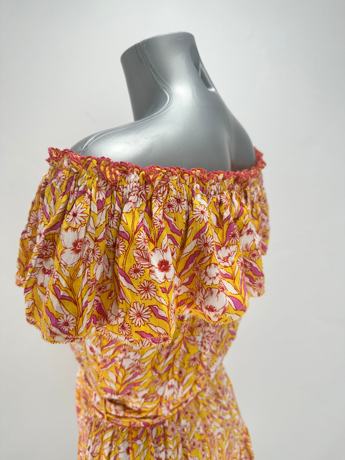 Mini Dress Bella - Yellow-Orange Floral - S
