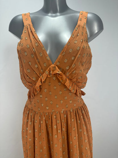 Georgette Maxi Dress - Cognac - M