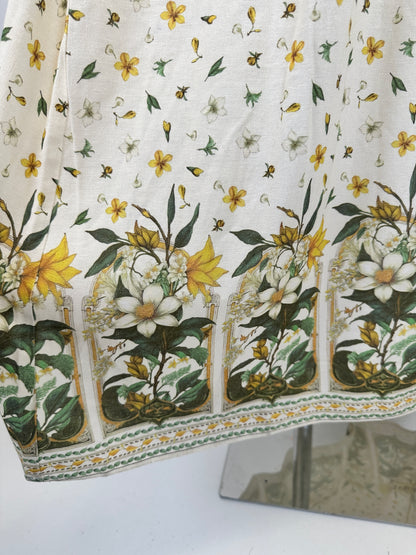 Linen Folklore Dress - White/Multi - S