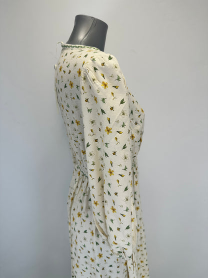 Linen Folklore Dress - White/Multi - S