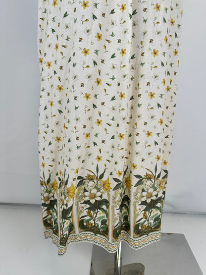 Linen Folklore Dress - White/Multi - S