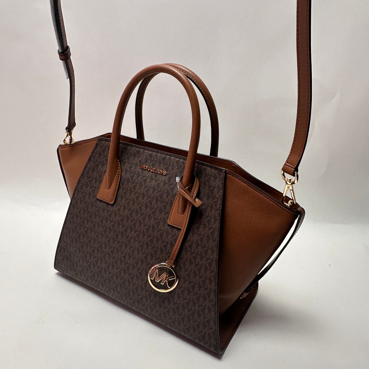 Avril Large Monogram Satchel - Brown