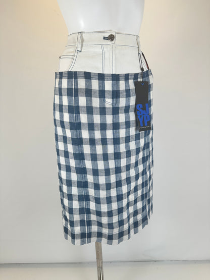 Midi Skirt Trouser Top - White/Blue - S