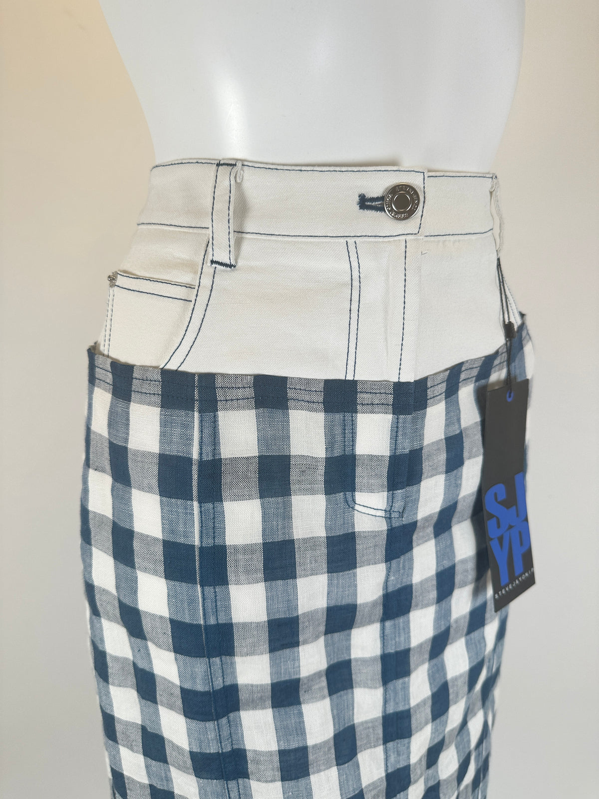 Midi Skirt Trouser Top - White/Blue - S