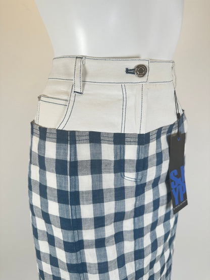 Midi Skirt Trouser Top - White/Blue - S