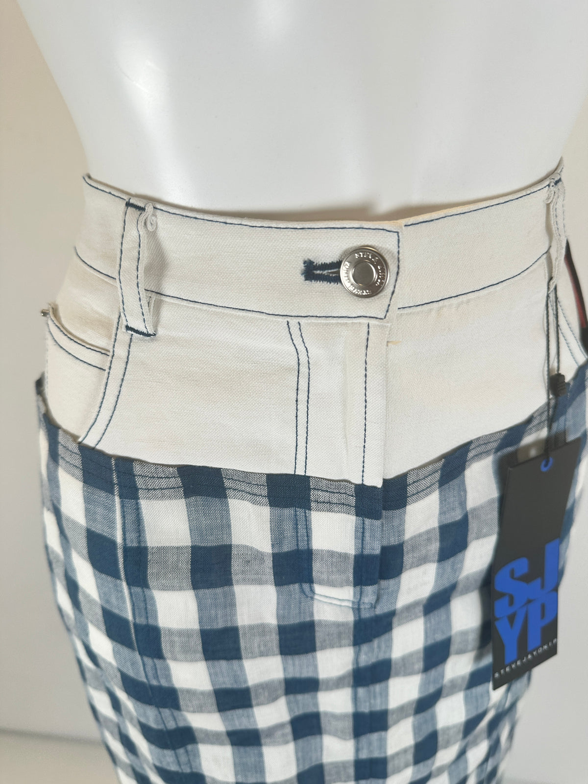 Midi Skirt Trouser Top - White/Blue - S