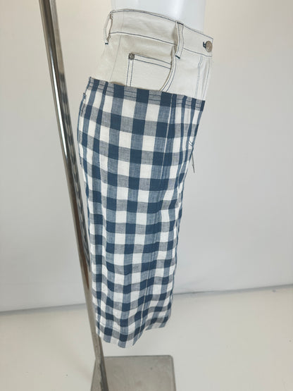 Midi Skirt Trouser Top - White/Blue - S