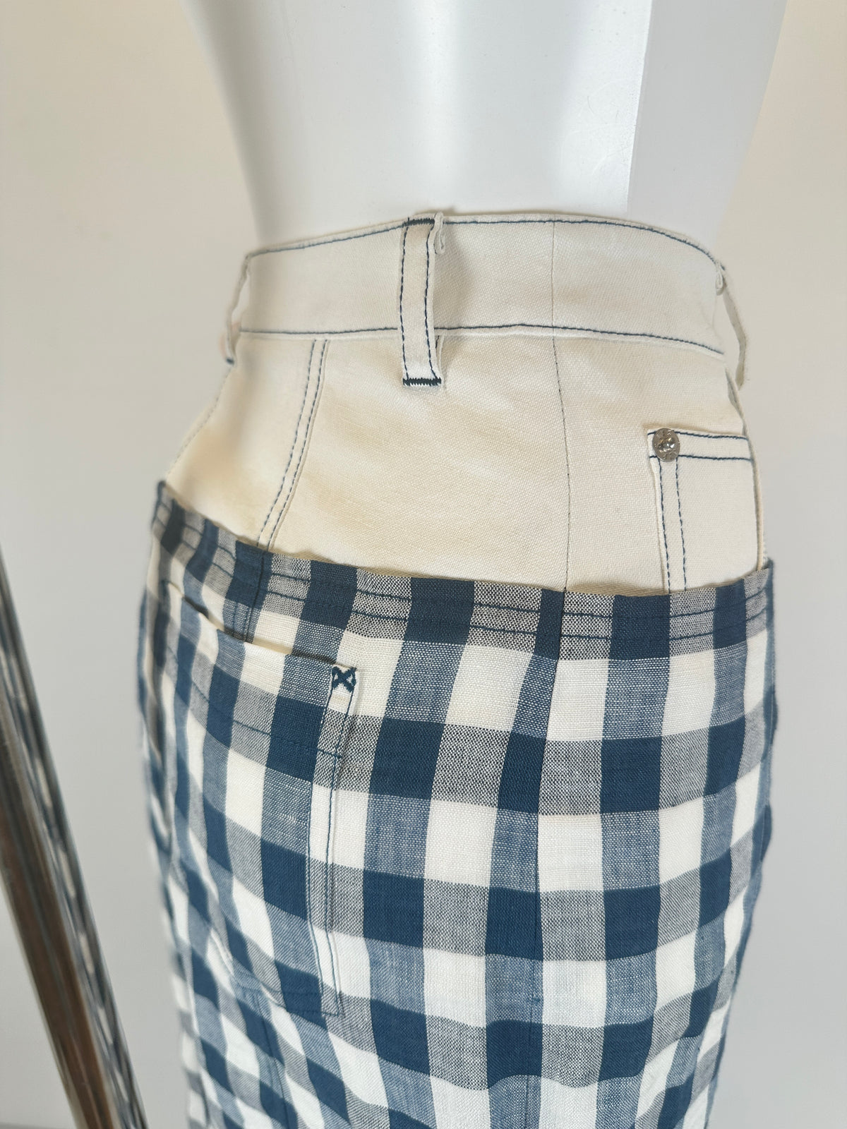 Midi Skirt Trouser Top - White/Blue - S