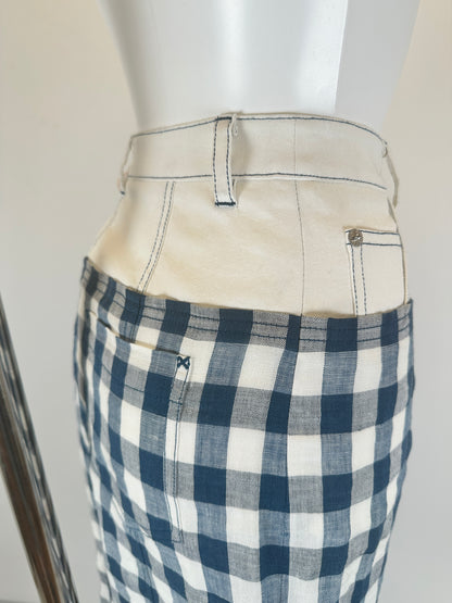 Midi Skirt Trouser Top - White/Blue - S