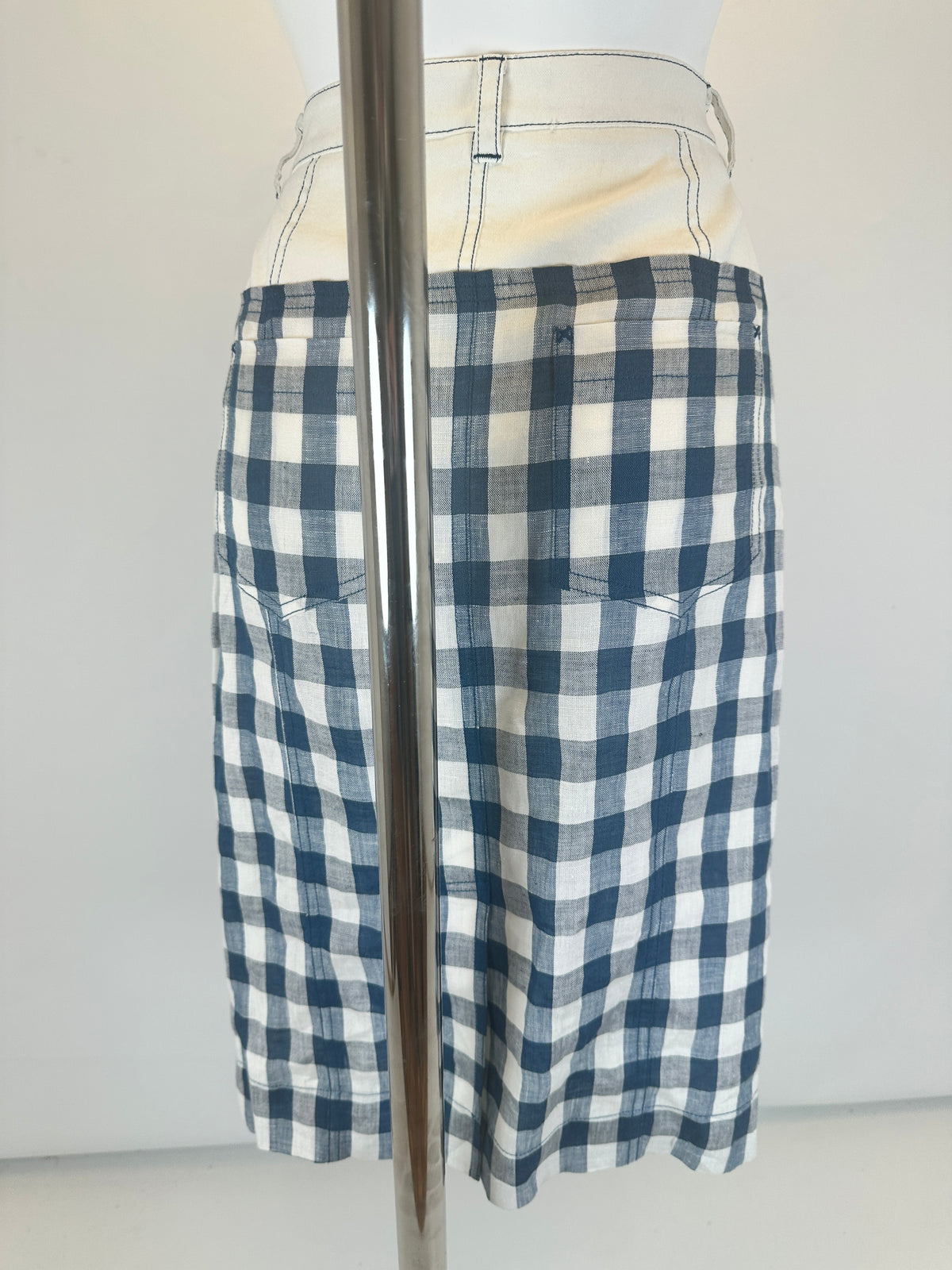 Midi Skirt Trouser Top - White/Blue - S