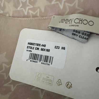 Silk Scarf - Star Motif Print - Pink/Beige