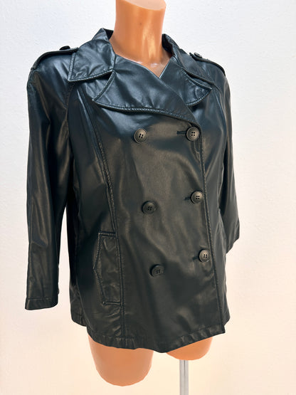 Double-Breasted Leather Jacket - Black - IT 40