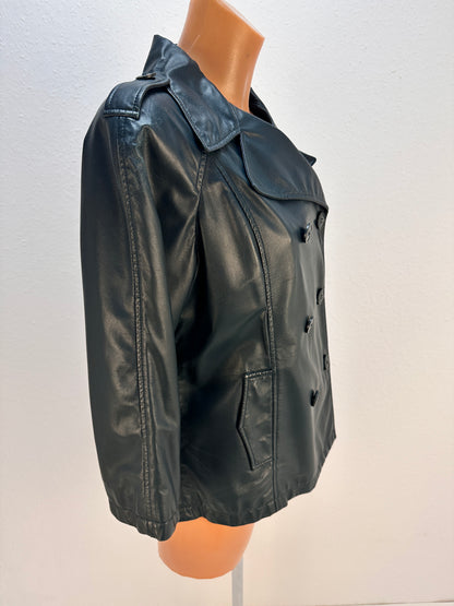 Double-Breasted Leather Jacket - Black - IT 40