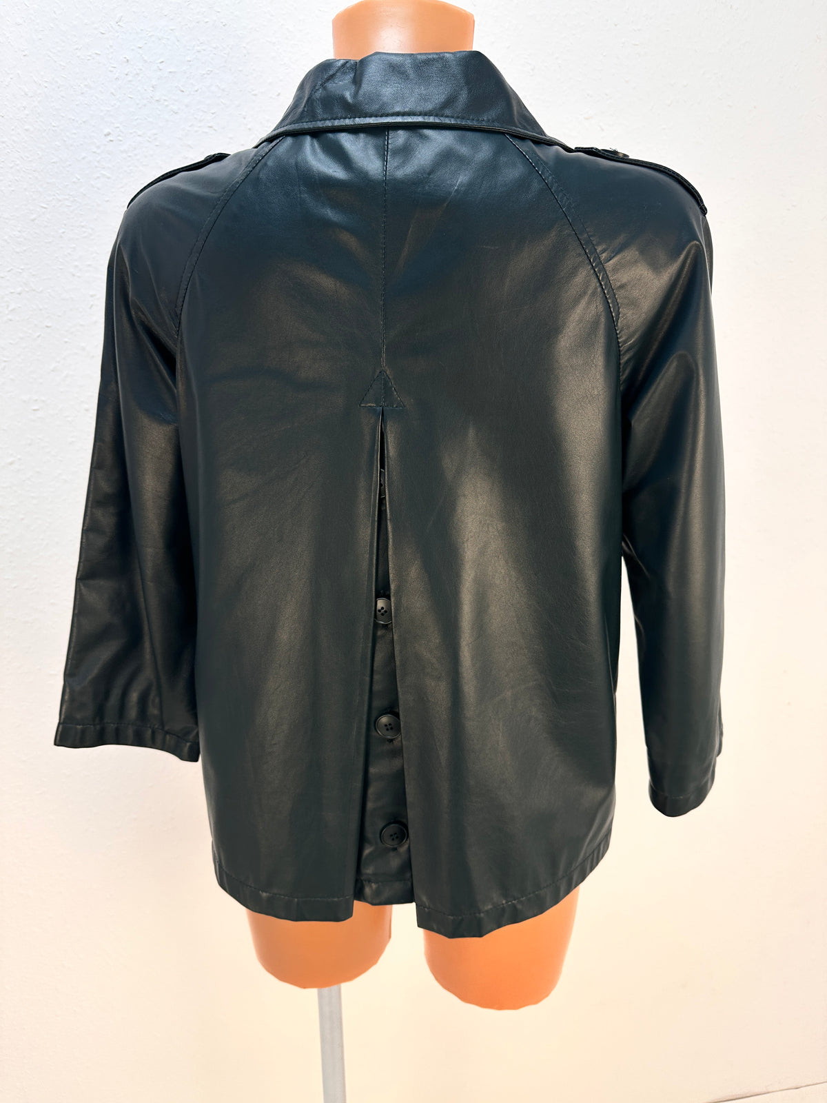 Double-Breasted Leather Jacket - Black - IT 40