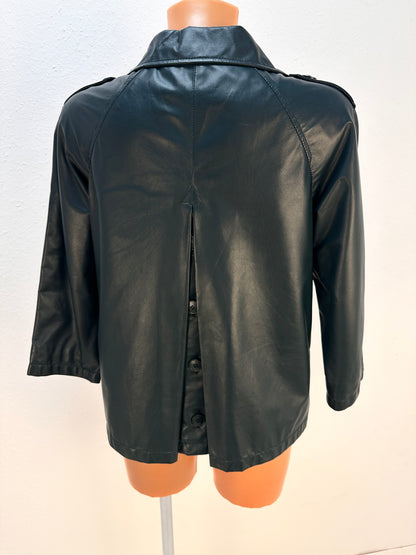 Double-Breasted Leather Jacket - Black - IT 40