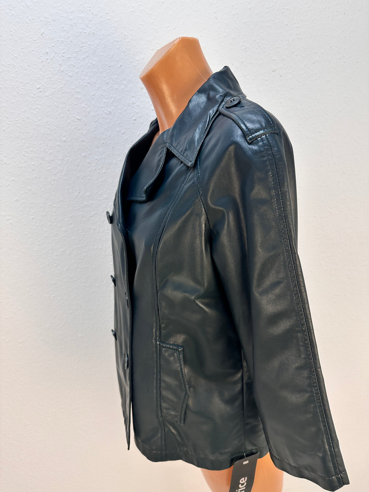 Double-Breasted Leather Jacket - Black - IT 40